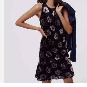 LOFT Black and Red Floral Dress